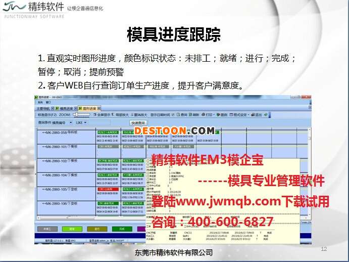 精緯軟件EM3模企寶 模具管理軟件ERP 模具進(jìn)度跟蹤